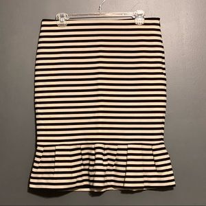 WHBM Black & Tan Striped Skirt w/Ruffle Hem
